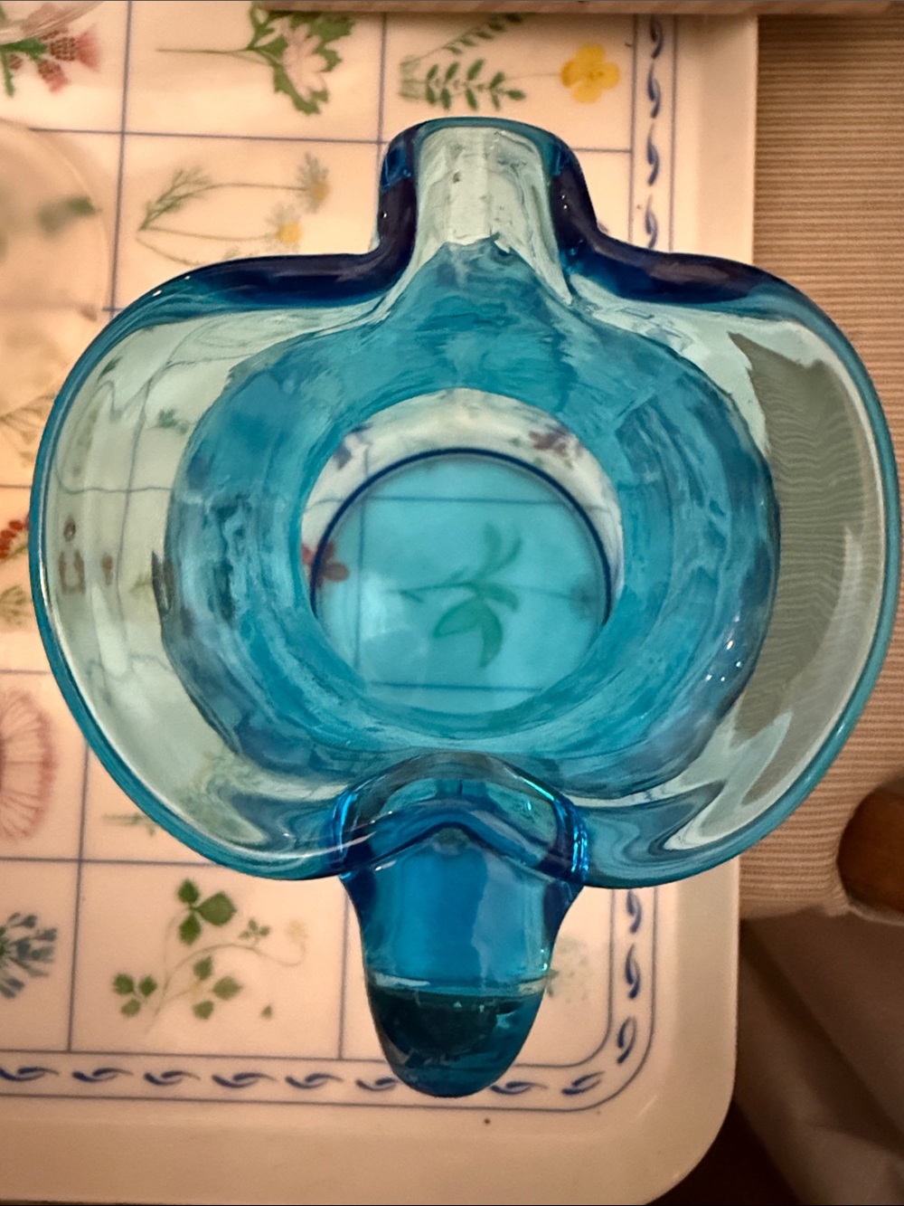 Aqua Blue Glass small Pitcher - Picture 4 of 6